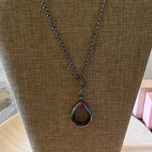 Multicolor Teardrop Pendant Necklace